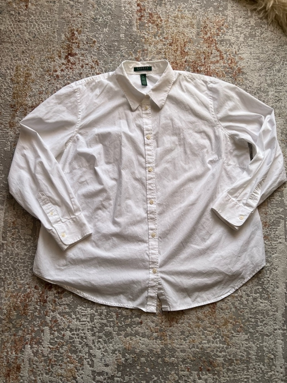 Lauren Ralph Lauren Women's White Button Dress Shirt Plus Size